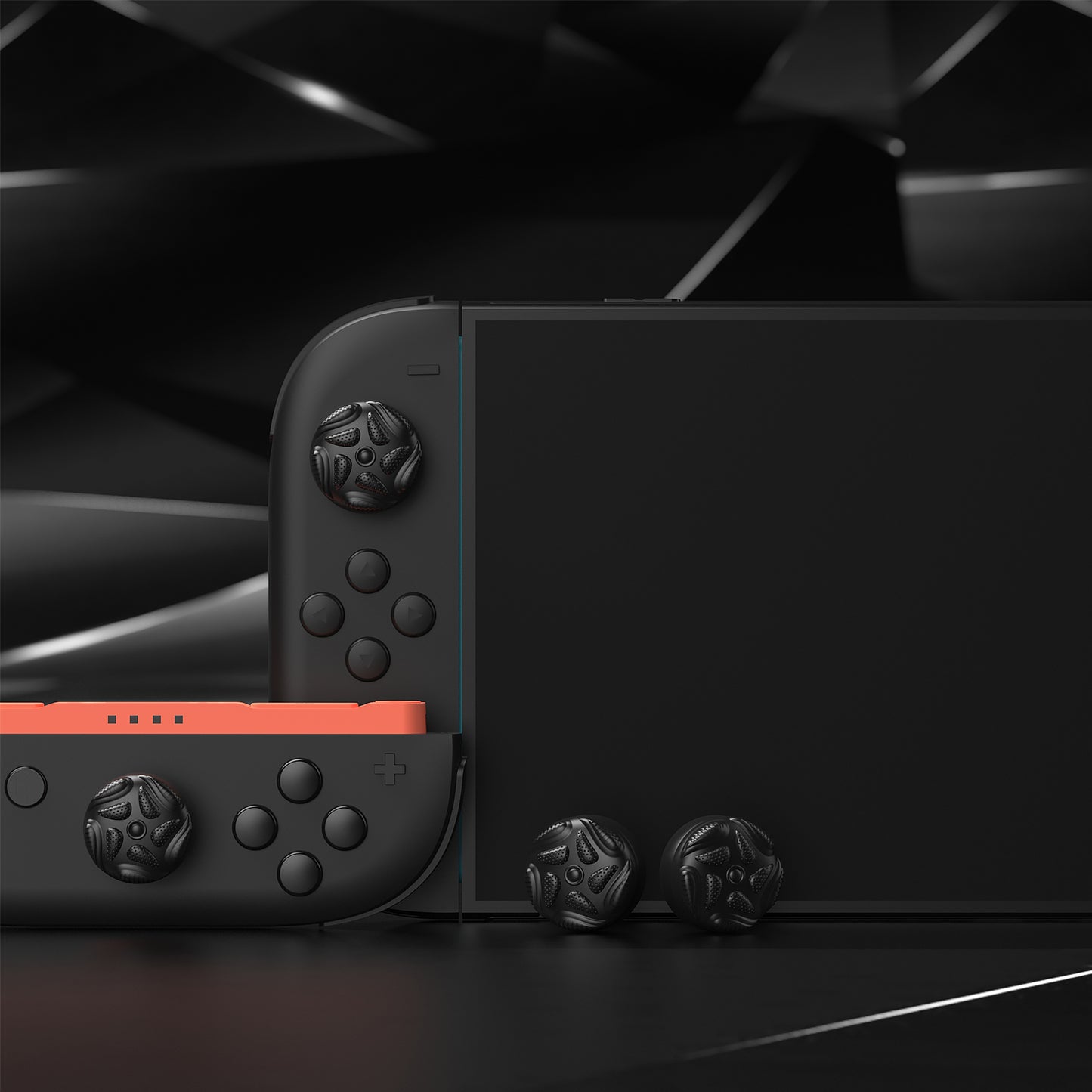 PlayVital Raindrop Texture Design サムクッションキャップ サムグリップ (4個セット) for Switch 2、Nintendo Switch 2 Joycon 用 Anti-Slip Raindrop Texture Design シリコンジョイスティックグリップカバー【ブラック】