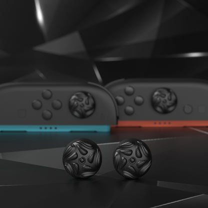 PlayVital Raindrop Texture Design サムクッションキャップ サムグリップ (4個セット) for Switch 2、Nintendo Switch 2 Joycon 用 Anti-Slip Raindrop Texture Design シリコンジョイスティックグリップカバー【ブラック】