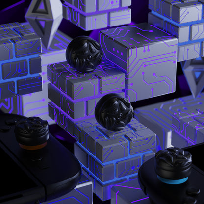 PlayVital Raindrop Texture Design サムクッションキャップ サムグリップ (4個セット) for Switch 2、Nintendo Switch 2 Joycon 用 Anti-Slip Raindrop Texture Design シリコンジョイスティックグリップカバー【ブラック】