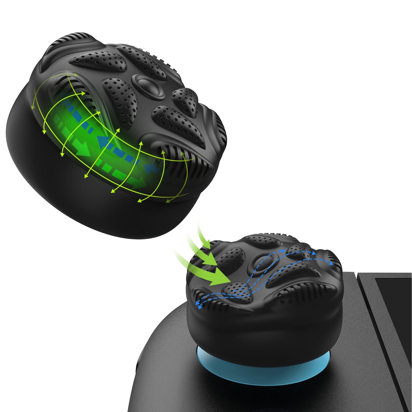 PlayVital Raindrop Texture Design サムクッションキャップ サムグリップ (4個セット) for Switch 2、Nintendo Switch 2 Joycon 用 Anti-Slip Raindrop Texture Design シリコンジョイスティックグリップカバー【ブラック】