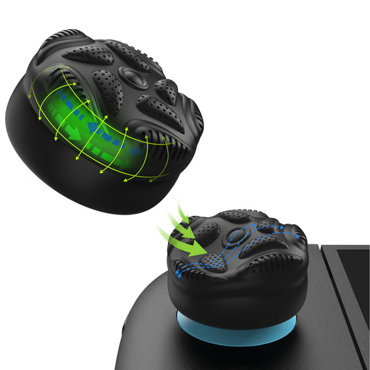 PlayVital Raindrop Texture Design サムクッションキャップ サムグリップ (4個セット) for Switch 2、Nintendo Switch 2 Joycon 用 Anti-Slip Raindrop Texture Design シリコンジョイスティックグリップカバー【ブラック】