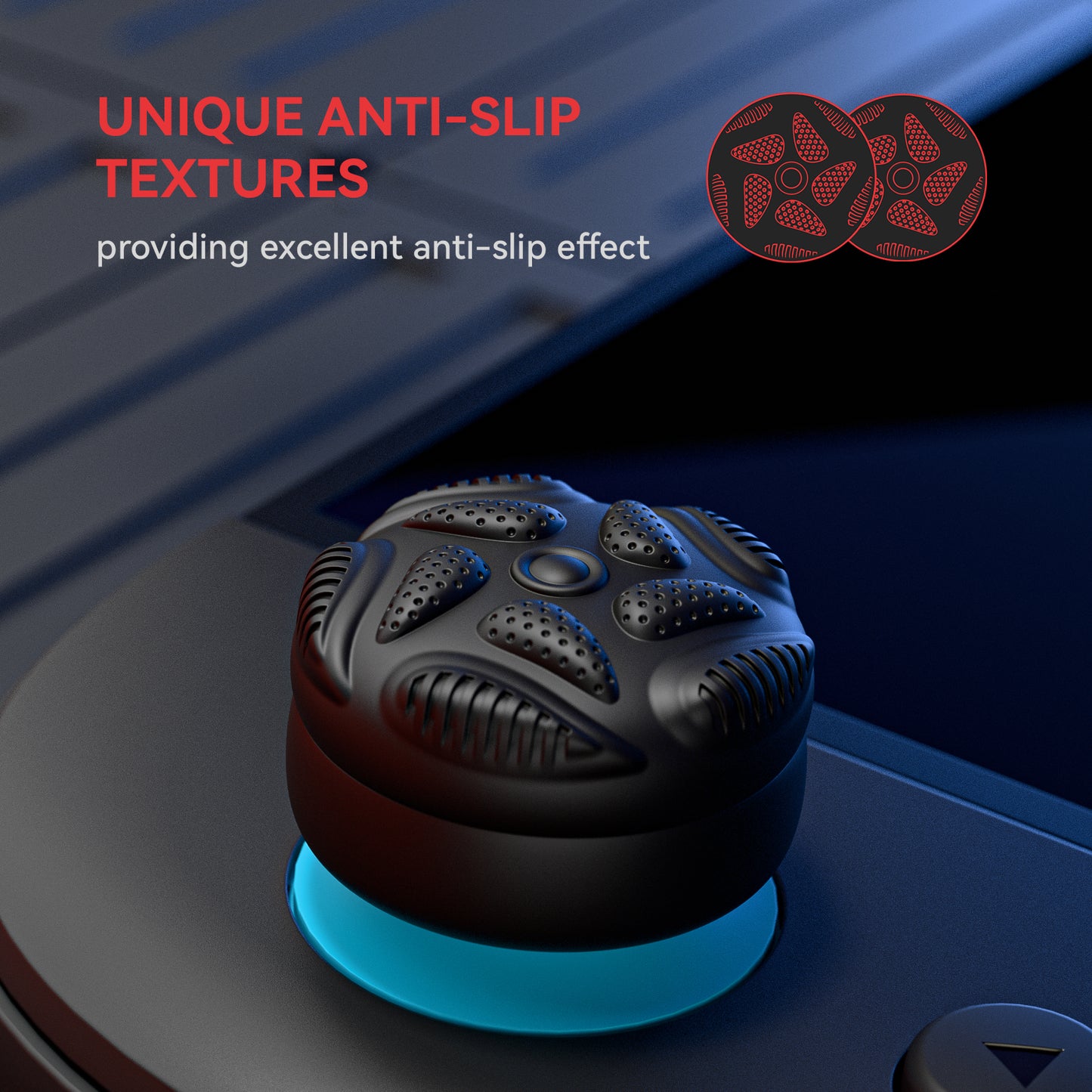 PlayVital Raindrop Texture Design サムクッションキャップ サムグリップ (4個セット) for Switch 2、Nintendo Switch 2 Joycon 用 Anti-Slip Raindrop Texture Design シリコンジョイスティックグリップカバー【ブラック】