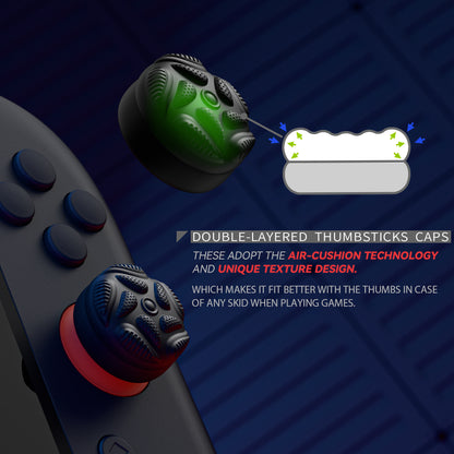 PlayVital Raindrop Texture Design サムクッションキャップ サムグリップ (4個セット) for Switch 2、Nintendo Switch 2 Joycon 用 Anti-Slip Raindrop Texture Design シリコンジョイスティックグリップカバー【ブラック】