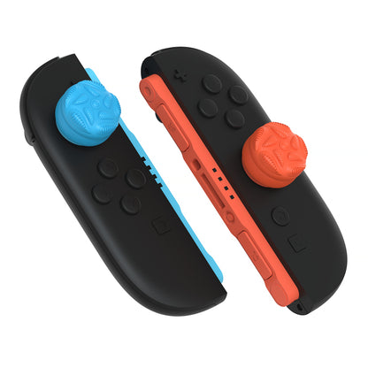 PlayVital Raindrop Texture Design サムクッションキャップ サムグリップ (4個セット) for Switch 2、Nintendo Switch 2 Joycon 用 Anti-Slip Raindrop Texture Design シリコンジョイスティックグリップカバー【ブルー＆オレンジ】