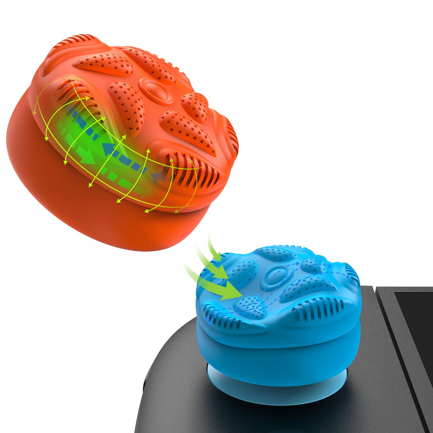 PlayVital Raindrop Texture Design サムクッションキャップ サムグリップ (4個セット) for Switch 2、Nintendo Switch 2 Joycon 用 Anti-Slip Raindrop Texture Design シリコンジョイスティックグリップカバー【ブルー＆オレンジ】