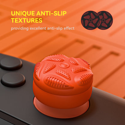 PlayVital Raindrop Texture Design サムクッションキャップ サムグリップ (4個セット) for Switch 2、Nintendo Switch 2 Joycon 用 Anti-Slip Raindrop Texture Design シリコンジョイスティックグリップカバー【ブルー＆オレンジ】