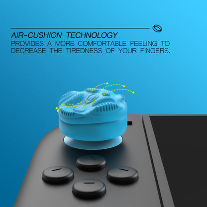 PlayVital Raindrop Texture Design サムクッションキャップ サムグリップ (4個セット) for Switch 2、Nintendo Switch 2 Joycon 用 Anti-Slip Raindrop Texture Design シリコンジョイスティックグリップカバー【ブルー＆オレンジ】