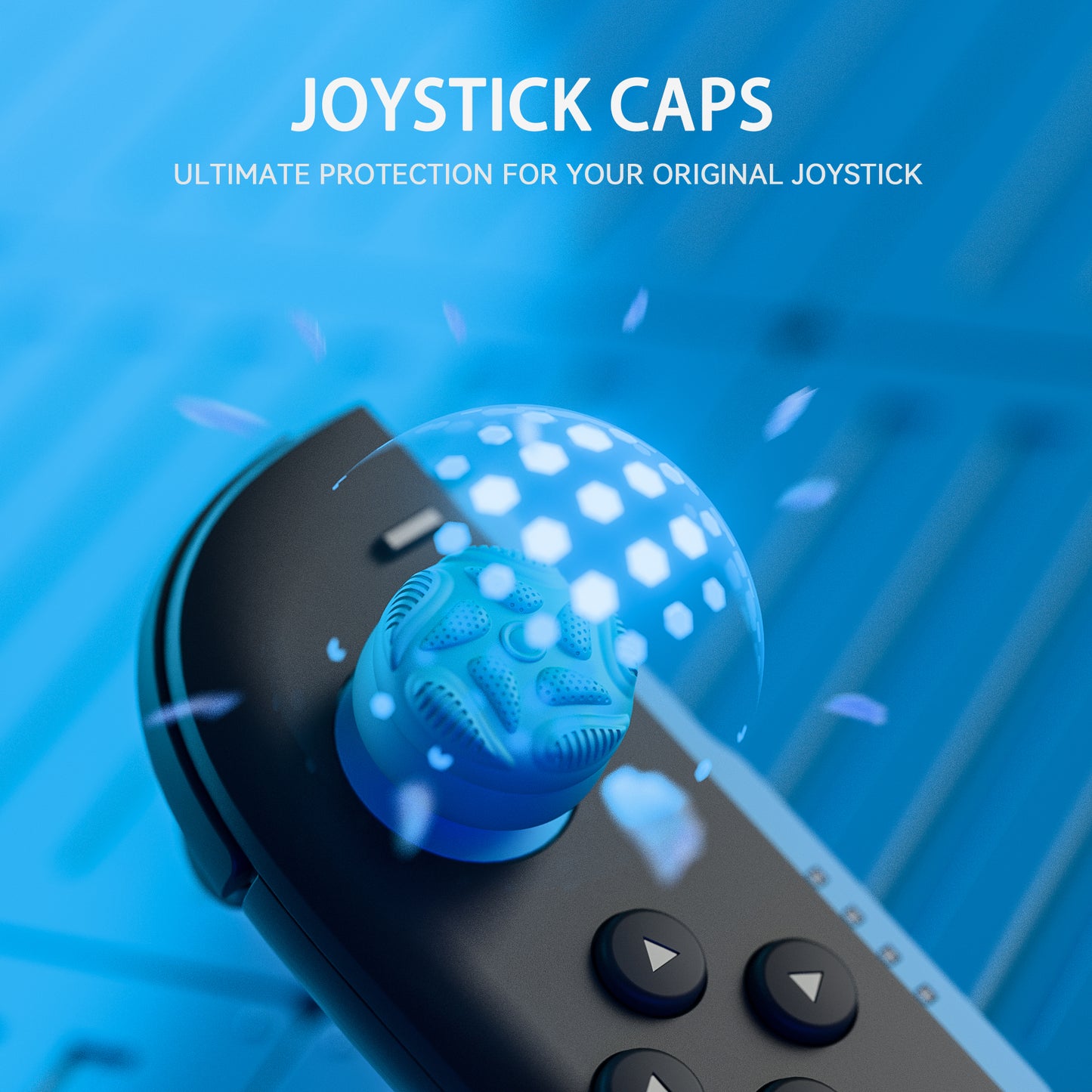 PlayVital Raindrop Texture Design サムクッションキャップ サムグリップ (4個セット) for Switch 2、Nintendo Switch 2 Joycon 用 Anti-Slip Raindrop Texture Design シリコンジョイスティックグリップカバー【ブルー＆オレンジ】