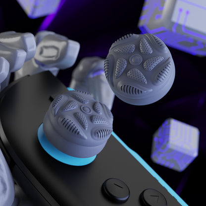 PlayVital Raindrop Texture Design サムクッションキャップ サムグリップ (4個セット) for Switch 2、Nintendo Switch 2 Joycon 用 Anti-Slip Raindrop Texture Design シリコンジョイスティックグリップカバー【グレー】
