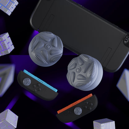 PlayVital Raindrop Texture Design サムクッションキャップ サムグリップ (4個セット) for Switch 2、Nintendo Switch 2 Joycon 用 Anti-Slip Raindrop Texture Design シリコンジョイスティックグリップカバー【グレー】