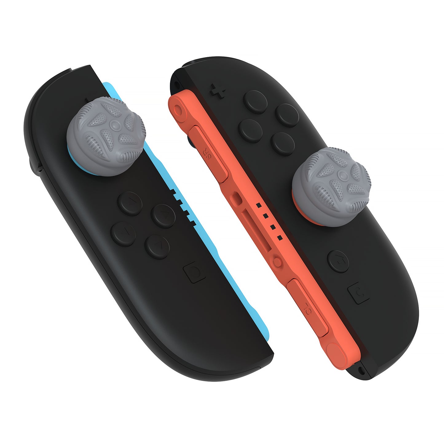 PlayVital Raindrop Texture Design サムクッションキャップ サムグリップ (4個セット) for Switch 2、Nintendo Switch 2 Joycon 用 Anti-Slip Raindrop Texture Design シリコンジョイスティックグリップカバー【グレー】