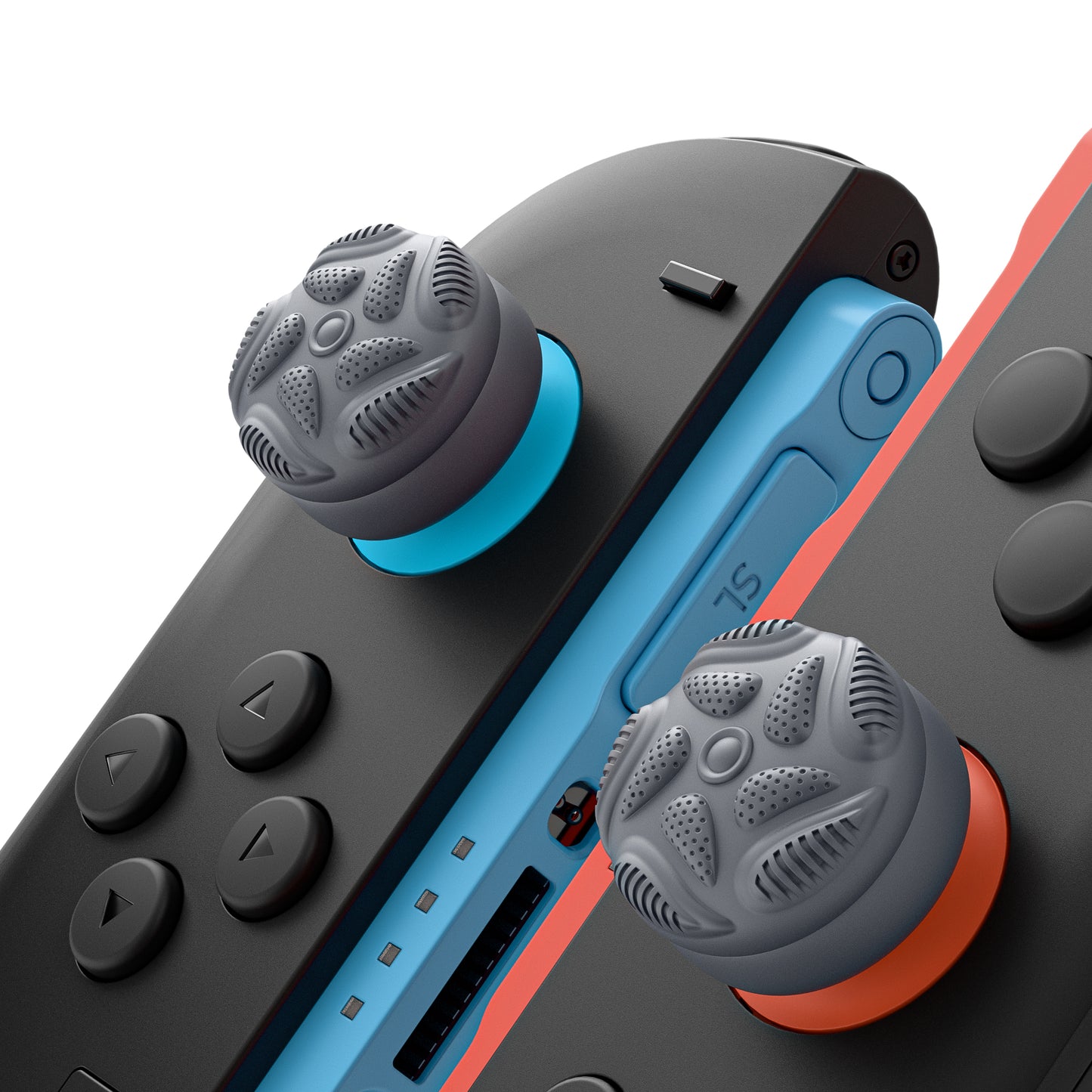 PlayVital Raindrop Texture Design サムクッションキャップ サムグリップ (4個セット) for Switch 2、Nintendo Switch 2 Joycon 用 Anti-Slip Raindrop Texture Design シリコンジョイスティックグリップカバー【グレー】