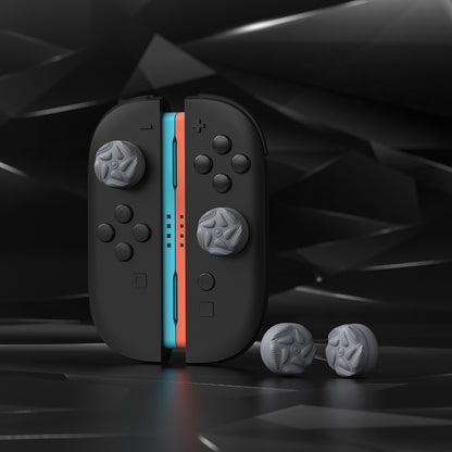 PlayVital Raindrop Texture Design サムクッションキャップ サムグリップ (4個セット) for Switch 2、Nintendo Switch 2 Joycon 用 Anti-Slip Raindrop Texture Design シリコンジョイスティックグリップカバー【グレー】