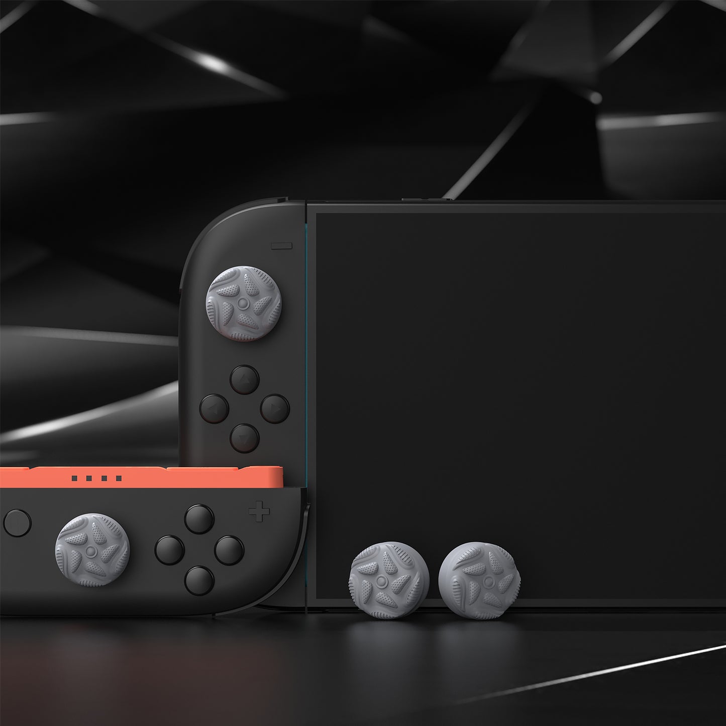 PlayVital Raindrop Texture Design サムクッションキャップ サムグリップ (4個セット) for Switch 2、Nintendo Switch 2 Joycon 用 Anti-Slip Raindrop Texture Design シリコンジョイスティックグリップカバー【グレー】