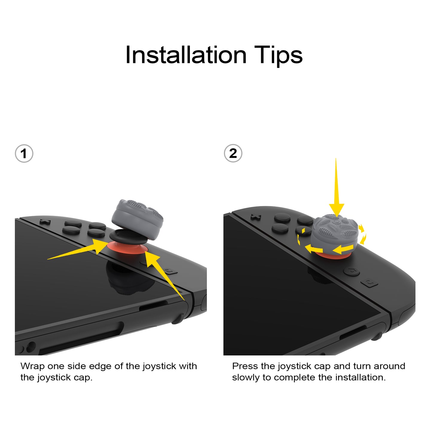 PlayVital Raindrop Texture Design サムクッションキャップ サムグリップ (4個セット) for Switch 2、Nintendo Switch 2 Joycon 用 Anti-Slip Raindrop Texture Design シリコンジョイスティックグリップカバー【グレー】