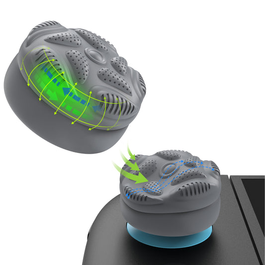 PlayVital Raindrop Texture Design サムクッションキャップ サムグリップ (4個セット) for Switch 2、Nintendo Switch 2 Joycon 用 Anti-Slip Raindrop Texture Design シリコンジョイスティックグリップカバー【グレー】
