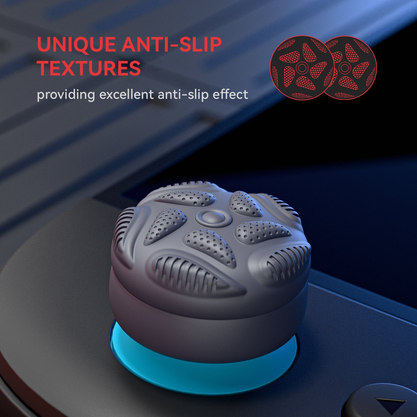 PlayVital Raindrop Texture Design サムクッションキャップ サムグリップ (4個セット) for Switch 2、Nintendo Switch 2 Joycon 用 Anti-Slip Raindrop Texture Design シリコンジョイスティックグリップカバー【グレー】