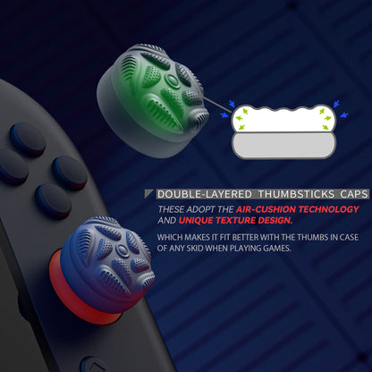 PlayVital Raindrop Texture Design サムクッションキャップ サムグリップ (4個セット) for Switch 2、Nintendo Switch 2 Joycon 用 Anti-Slip Raindrop Texture Design シリコンジョイスティックグリップカバー【グレー】