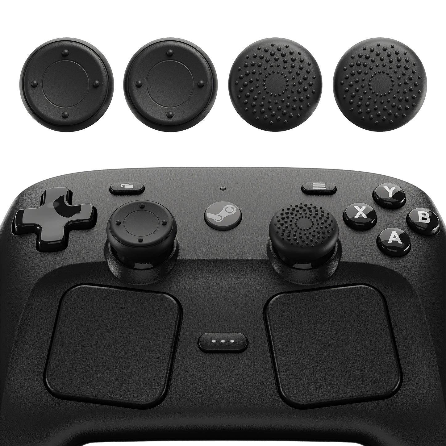 PlayVital 立体ドット＆スタッズデザイン 4個セット サムグリップ Steam Controller 2（2026）用 滑り止めテクスチャグリップキャップ【ブラック】