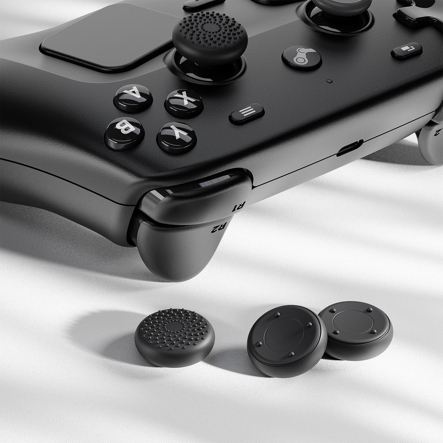 PlayVital 立体ドット＆スタッズデザイン 4個セット サムグリップ Steam Controller 2（2026）用 滑り止めテクスチャグリップキャップ【ブラック】