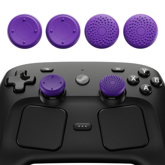 PlayVital 立体ドット＆スタッズデザイン 4個セット サムグリップ Steam Controller 2（2026）用 滑り止めテクスチャグリップキャップ【パープル】