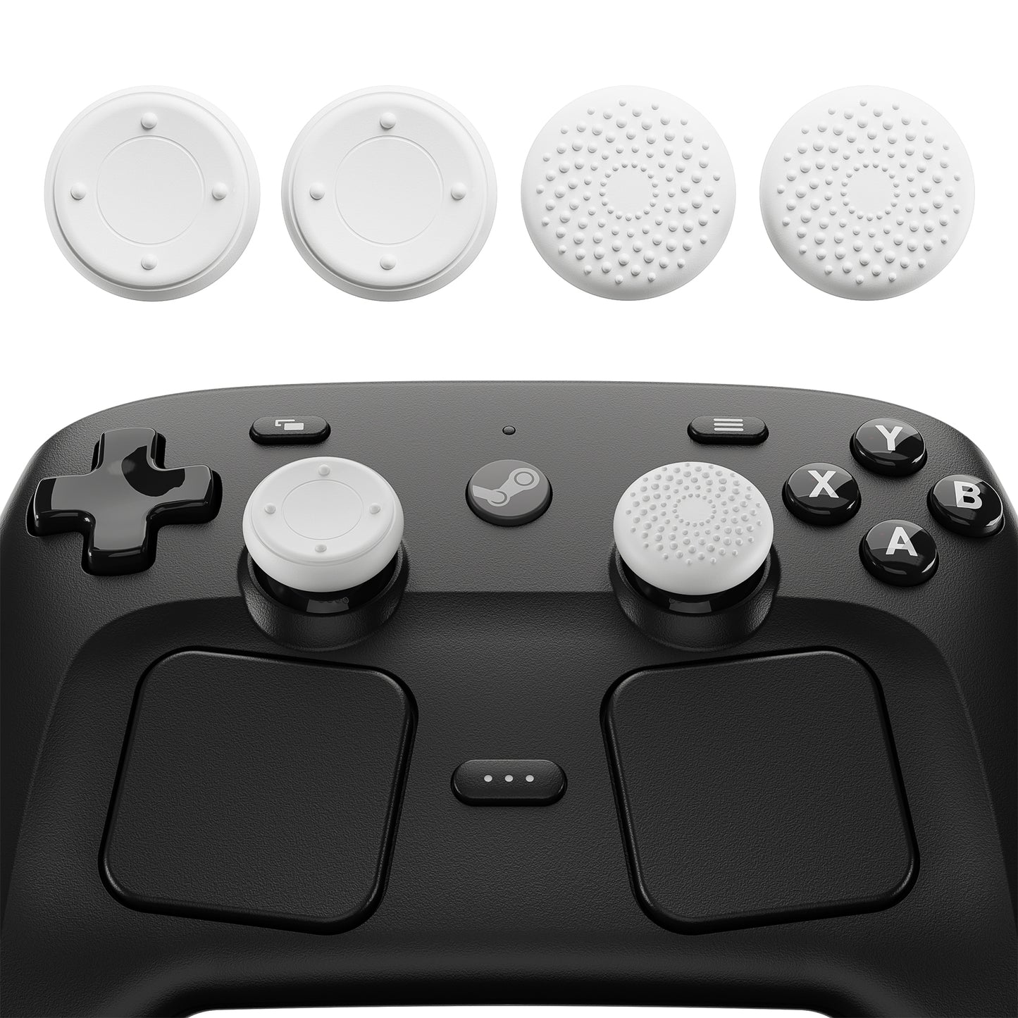 PlayVital 立体ドット＆スタッズデザイン 4個セット サムグリップ Steam Controller 2（2026）用 滑り止めテクスチャグリップキャップ【ホワイト】