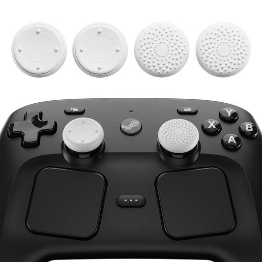 PlayVital 立体ドット＆スタッズデザイン 4個セット サムグリップ Steam Controller 2（2026）用 滑り止めテクスチャグリップキャップ【ホワイト】