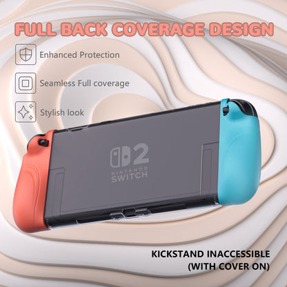 PlayVital Ranger Nintendo Switch 2（2025）対応保護カバー シリコングリップ＋PC製ハードカバーケース 折りたたみスタンド＆親指グリップキャップ付き ドック対応【クリアホワイト】