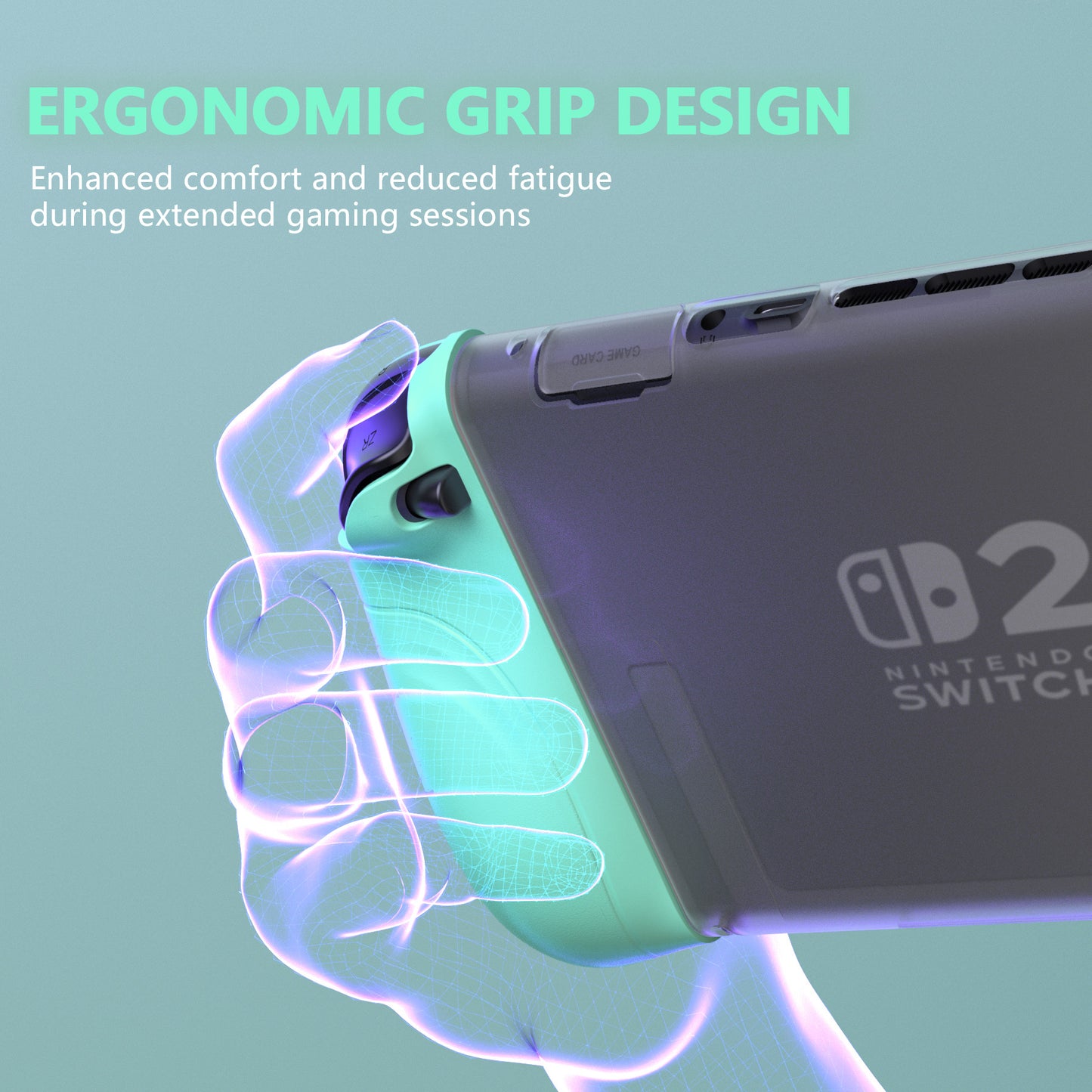 PlayVital Ranger Nintendo Switch 2（2025）対応保護カバー シリコングリップ＋PC製ハードカバーケース 折りたたみスタンド＆親指グリップキャップ付き ドック対応【ソフトバイオレット＆ミントグリーン】