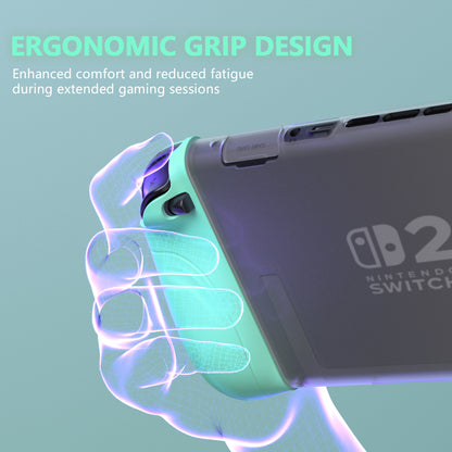 PlayVital Ranger Nintendo Switch 2（2025）対応保護カバー シリコングリップ＋PC製ハードカバーケース 折りたたみスタンド＆親指グリップキャップ付き ドック対応【ソフトバイオレット＆ミントグリーン】