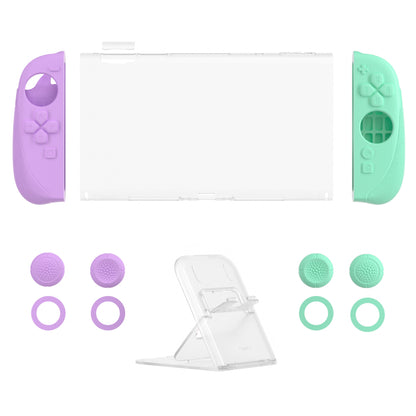 PlayVital Ranger Nintendo Switch 2（2025）対応保護カバー シリコングリップ＋PC製ハードカバーケース 折りたたみスタンド＆親指グリップキャップ付き ドック対応【ソフトバイオレット＆ミントグリーン】