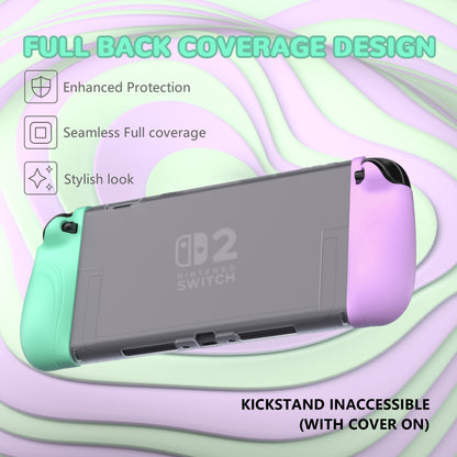PlayVital Ranger Nintendo Switch 2（2025）対応保護カバー シリコングリップ＋PC製ハードカバーケース 折りたたみスタンド＆親指グリップキャップ付き ドック対応【ソフトバイオレット＆ミントグリーン】