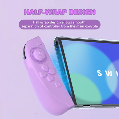 PlayVital Ranger Nintendo Switch 2（2025）対応保護カバー シリコングリップ＋PC製ハードカバーケース 折りたたみスタンド＆親指グリップキャップ付き ドック対応【ソフトバイオレット＆ミントグリーン】