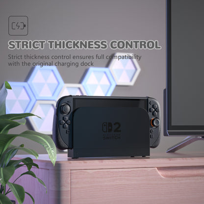 PlayVital Ranger Nintendo Switch 2（2025）対応保護カバー シリコングリップ＋PC製ハードカバーケース 折りたたみスタンド＆親指グリップキャップ付き ドック対応【ブラック】
