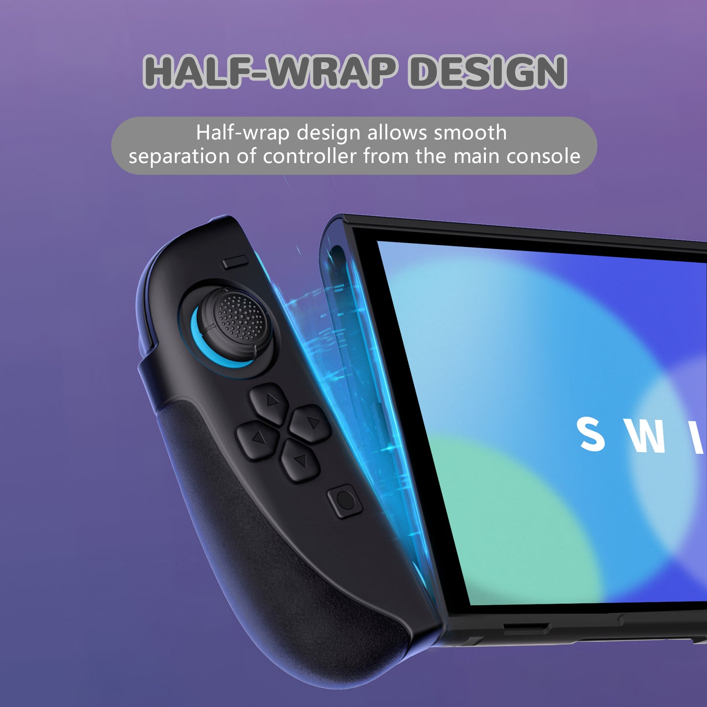 PlayVital Ranger Nintendo Switch 2（2025）対応保護カバー シリコングリップ＋PC製ハードカバーケース 折りたたみスタンド＆親指グリップキャップ付き ドック対応【ブラック】