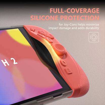 PlayVital Ranger Nintendo Switch 2（2025）対応保護カバー シリコングリップ＋PC製ハードカバーケース 折りたたみスタンド＆親指グリップキャップ付き ドック対応【ブルー＆オレンジ】