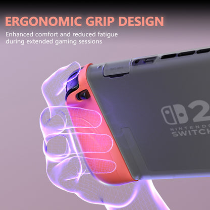 PlayVital Ranger Nintendo Switch 2（2025）対応保護カバー シリコングリップ＋PC製ハードカバーケース 折りたたみスタンド＆親指グリップキャップ付き ドック対応【ブルー＆オレンジ】