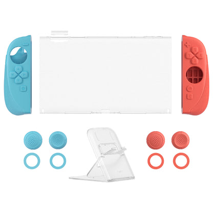 PlayVital Ranger Nintendo Switch 2（2025）対応保護カバー シリコングリップ＋PC製ハードカバーケース 折りたたみスタンド＆親指グリップキャップ付き ドック対応【ブルー＆オレンジ】