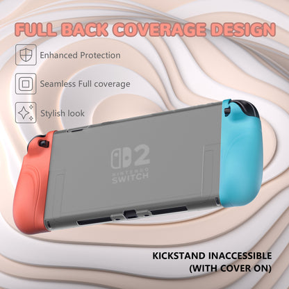 PlayVital Ranger Nintendo Switch 2（2025）対応保護カバー シリコングリップ＋PC製ハードカバーケース 折りたたみスタンド＆親指グリップキャップ付き ドック対応【ブルー＆オレンジ】