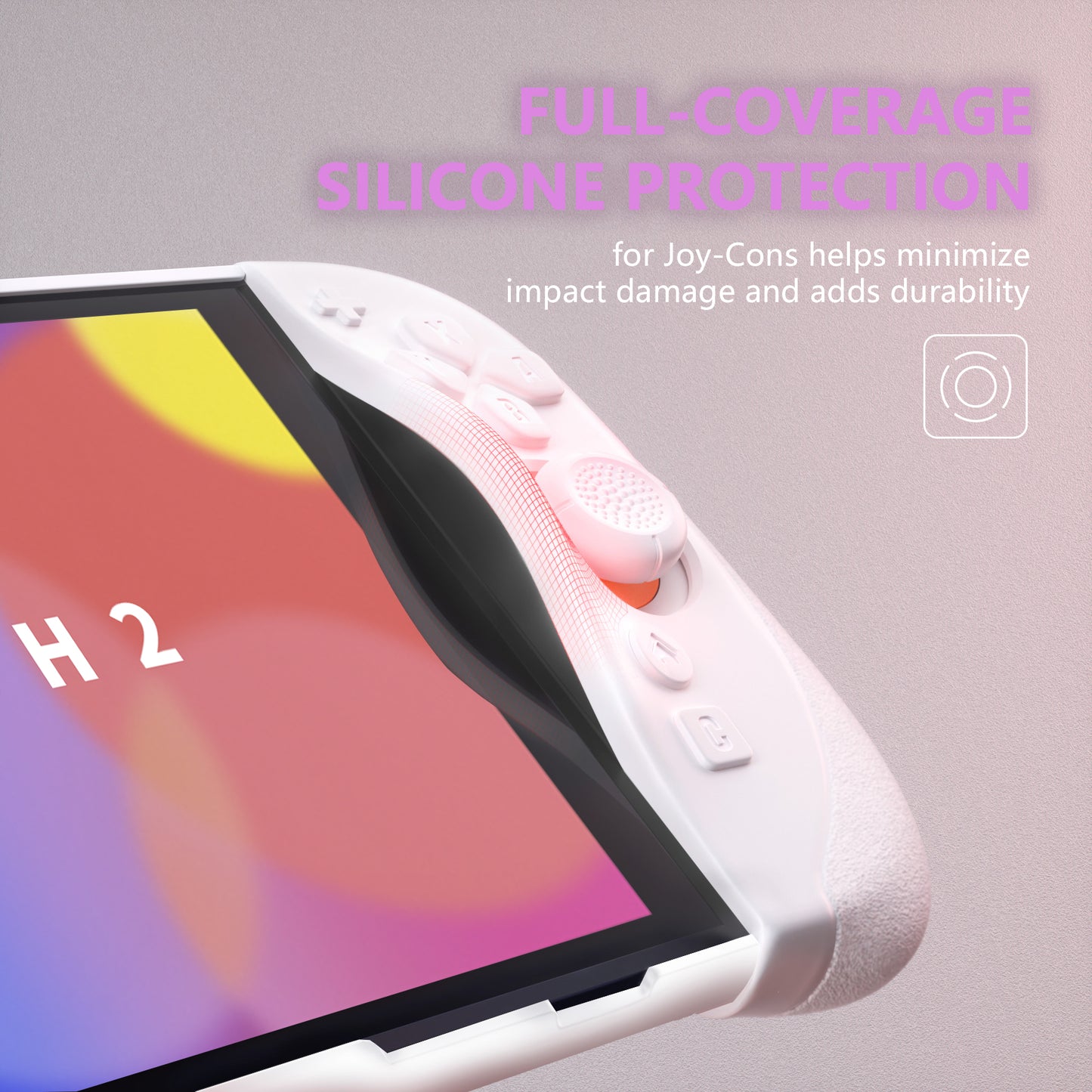 PlayVital Ranger Nintendo Switch 2（2025）対応保護カバー シリコングリップ＋PC製ハードカバーケース 折りたたみスタンド＆親指グリップキャップ付き ドック対応【ホワイト】