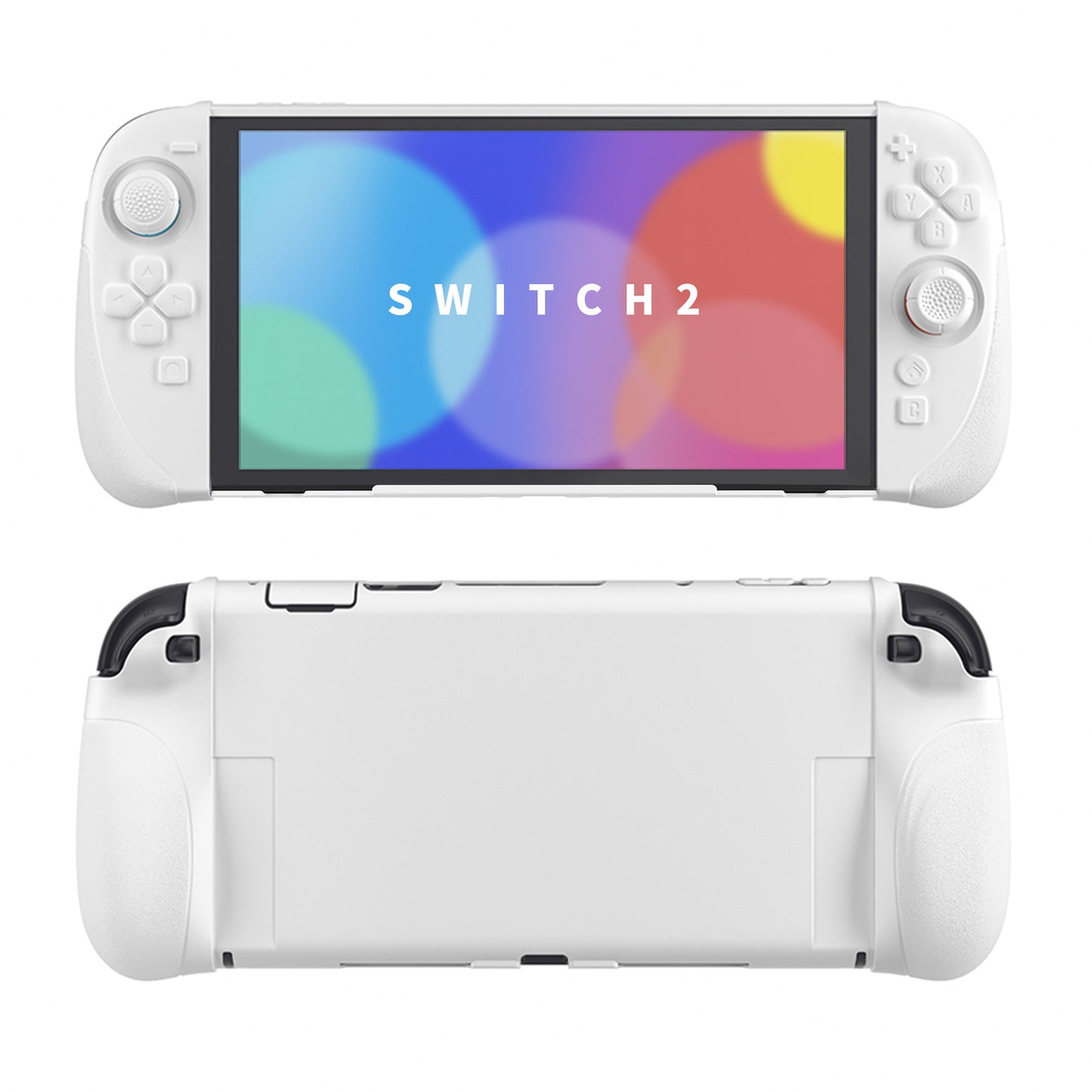 PlayVital Ranger Nintendo Switch 2（2025）対応保護カバー シリコングリップ＋PC製ハードカバーケース 折りたたみスタンド＆親指グリップキャップ付き ドック対応【ホワイト】