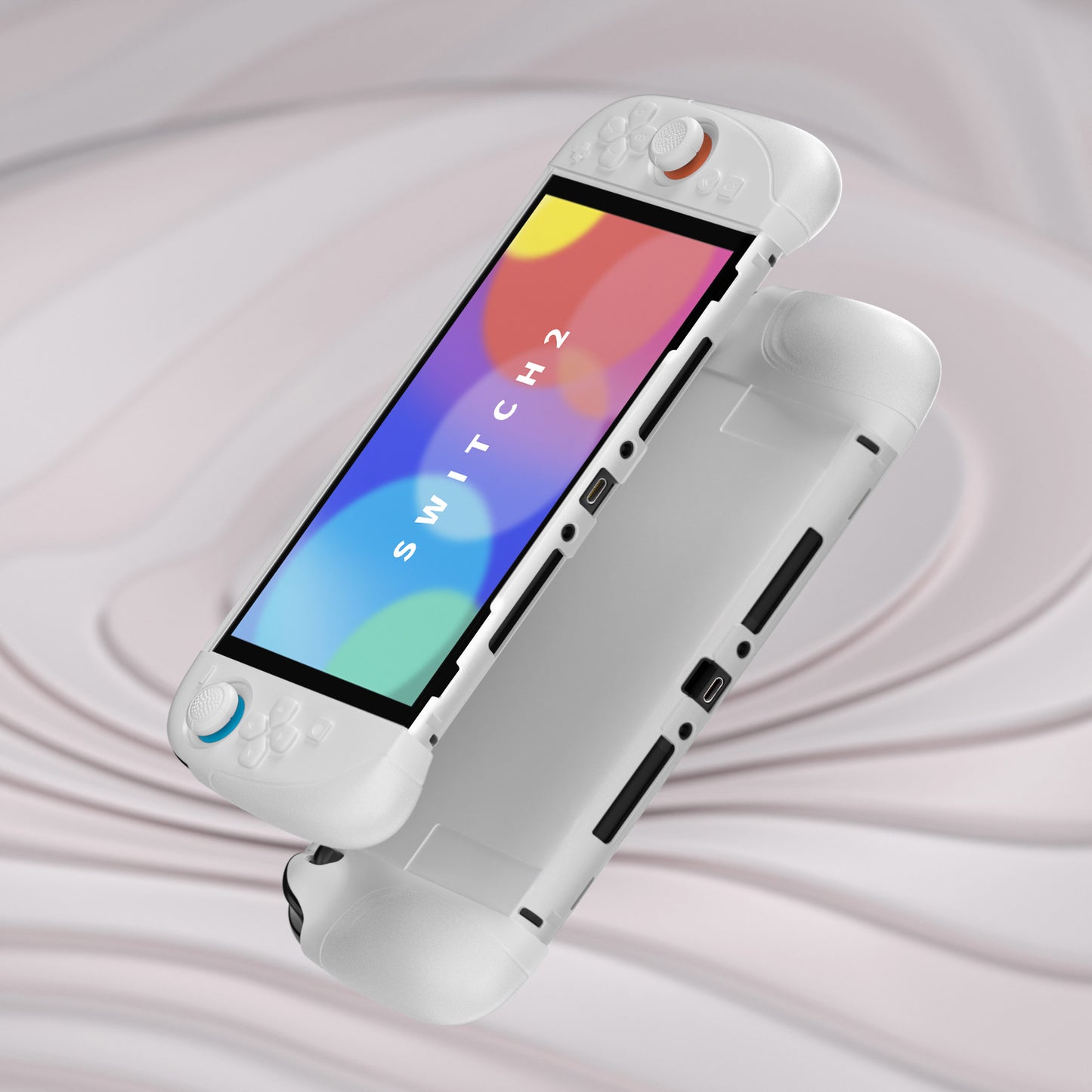 PlayVital Ranger Nintendo Switch 2（2025）対応保護カバー シリコングリップ＋PC製ハードカバーケース 折りたたみスタンド＆親指グリップキャップ付き ドック対応【ホワイト】