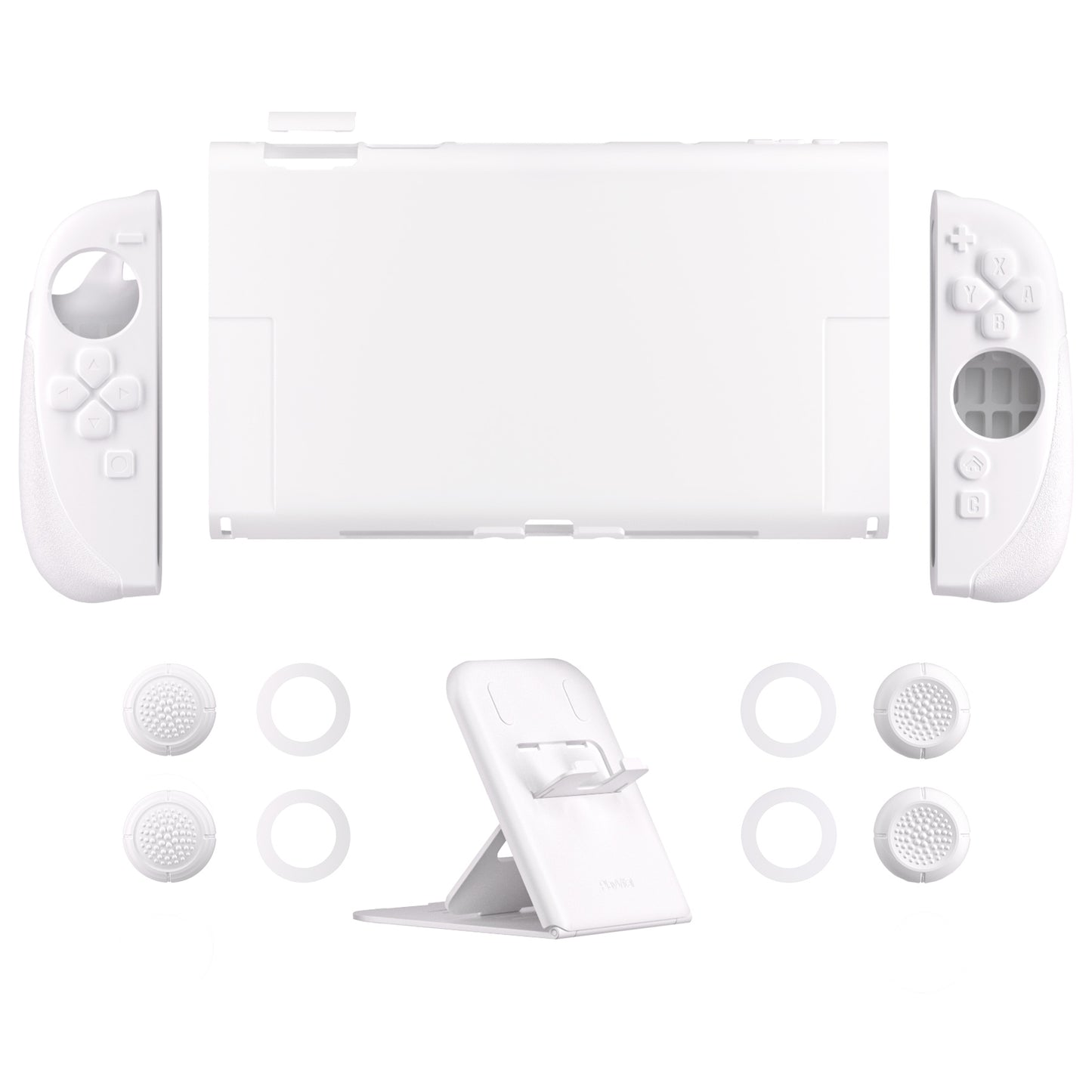 PlayVital Ranger Nintendo Switch 2（2025）対応保護カバー シリコングリップ＋PC製ハードカバーケース 折りたたみスタンド＆親指グリップキャップ付き ドック対応【ホワイト】