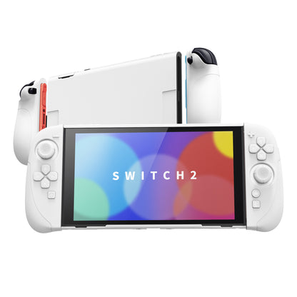 PlayVital Ranger Nintendo Switch 2（2025）対応保護カバー シリコングリップ＋PC製ハードカバーケース 折りたたみスタンド＆親指グリップキャップ付き ドック対応【ホワイト】