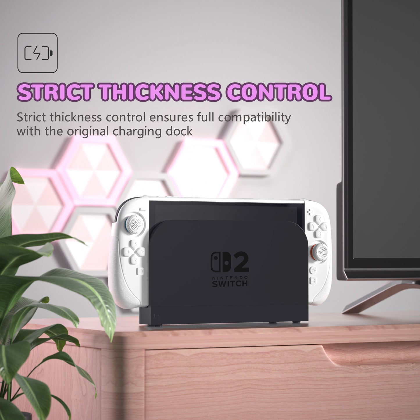PlayVital Ranger Nintendo Switch 2（2025）対応保護カバー シリコングリップ＋PC製ハードカバーケース 折りたたみスタンド＆親指グリップキャップ付き ドック対応【ホワイト】