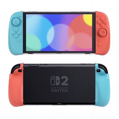 PlayVital Ranger Nintendo Switch 2（2025）対応保護カバー シリコングリップ＋PC製ハードカバーケース 折りたたみスタンド＆親指グリップキャップ付き ドック対応【クリアホワイト】