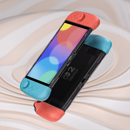 PlayVital Ranger Nintendo Switch 2（2025）対応保護カバー シリコングリップ＋PC製ハードカバーケース 折りたたみスタンド＆親指グリップキャップ付き ドック対応【クリアホワイト】