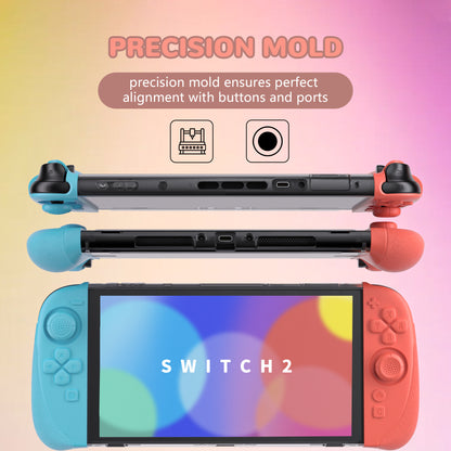PlayVital Ranger Nintendo Switch 2（2025）対応保護カバー シリコングリップ＋PC製ハードカバーケース 折りたたみスタンド＆親指グリップキャップ付き ドック対応【クリアホワイト】