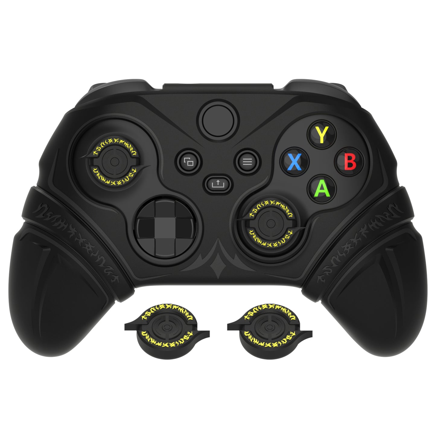 PlayVital Runes Edition シリコンカバースキン Xbox Series X/S コントローラー & Xbox Core ワイヤレスコントローラー用 サムグリップ＆ステッカー付き【ブラック】