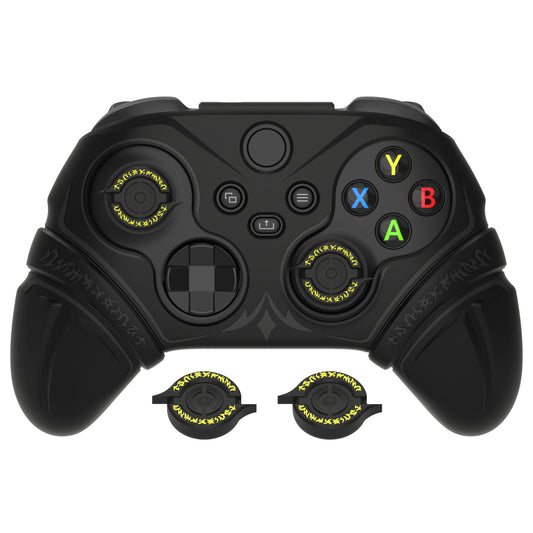 PlayVital Runes Edition シリコンカバースキン Xbox Series X/S コントローラー & Xbox Core ワイヤレスコントローラー用 サムグリップ＆ステッカー付き【ブラック】
